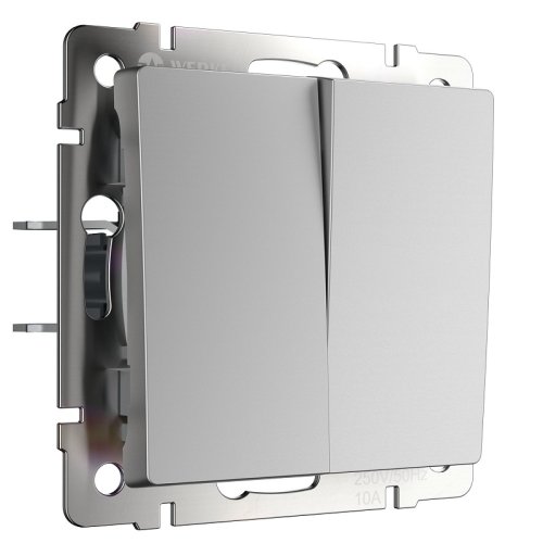 Переключатель без рамки Werkel 2-кл. перекрестный серебряный глянцевый картинка